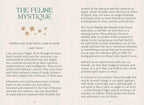 Book page with text about cats and their mystique, featuring a quote by Jules Verne.