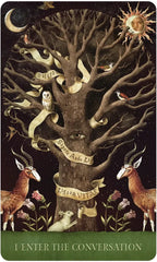 Tree with animals and text on a dark background
