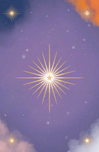 Starry night sky with a bright star in the center