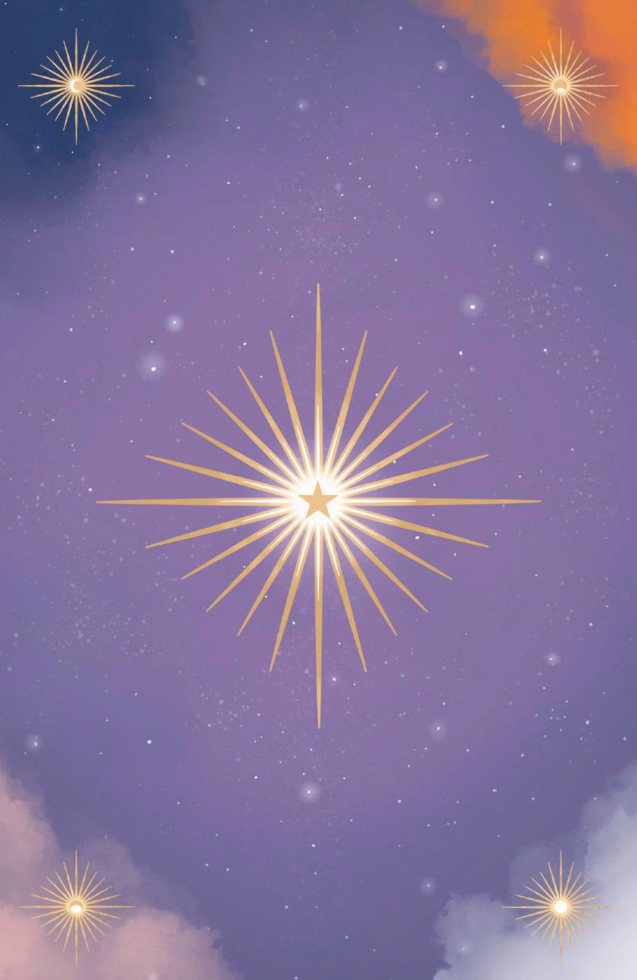 Starry night sky with a bright star in the center