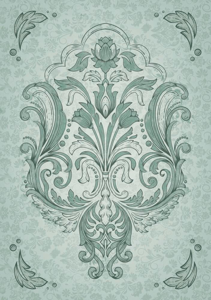 Decorative floral pattern on a light blue background