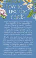 Instructions for using oracle cards with floral design on a blue background