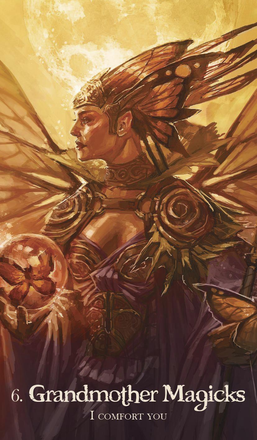 Illustration of a winged figure with intricate armor and headpiece, set against a warm, glowing background.