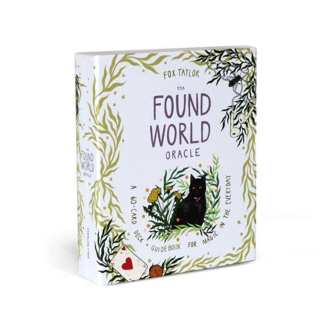 Box of The Found World Oracle with a black cat illustration on a white background