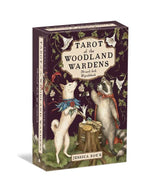 Tarot of the Woodland Wardens packaging with illustrations of animals and text on a white background
