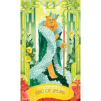 Card featuring a lion-like figure labeled 'King of Spears' with decorative elements.