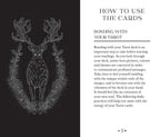 Page from a book or guide on Tarot cards with a deer illustration and text.