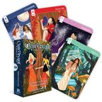 Set of Clairvoyant Oracle cards with colorful designs and text on a white background