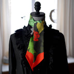 Skinny Silk Scarf / Tarot Tie - Secret Peony Garden