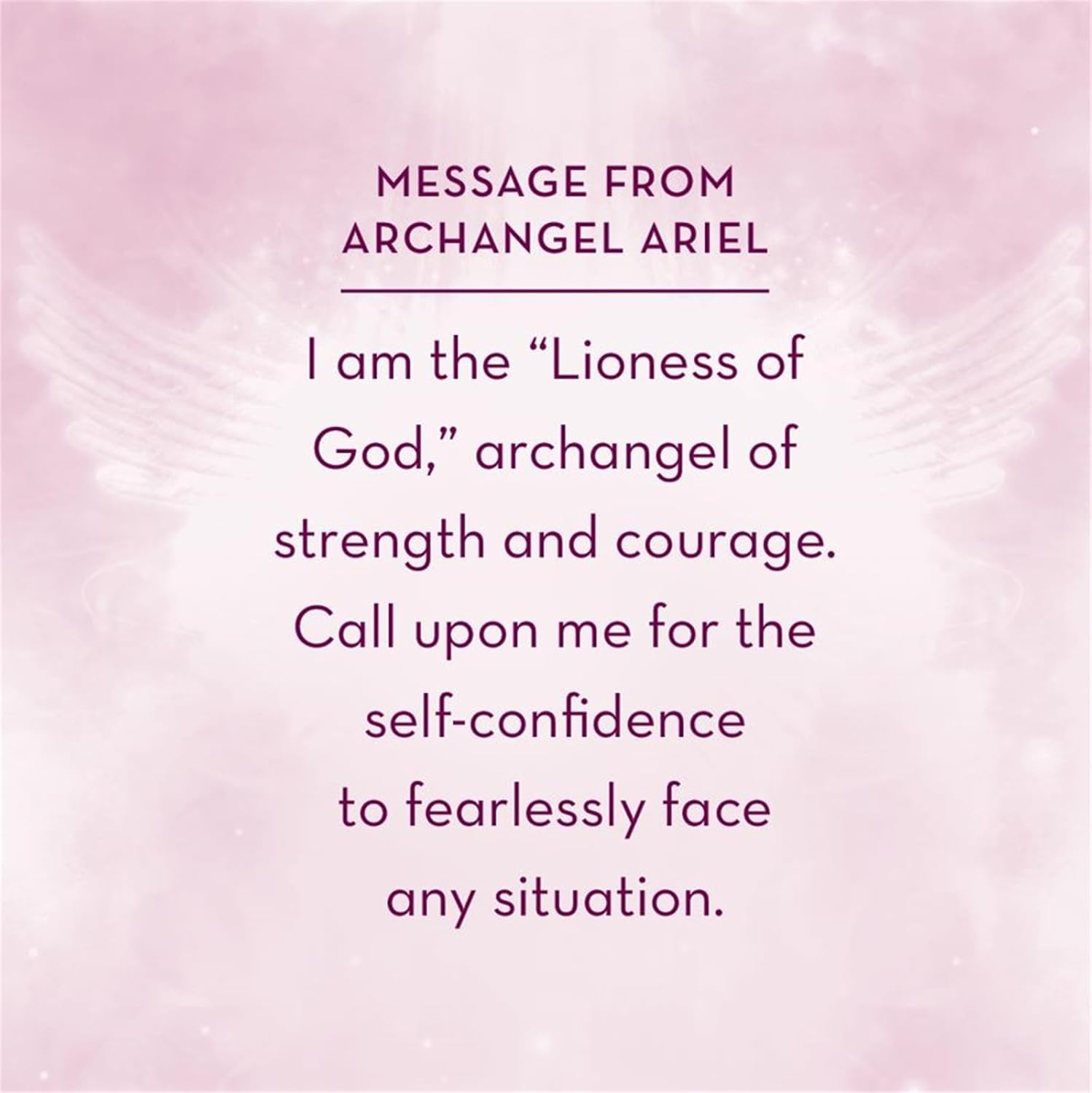 Message from Archangel Ariel on a pink background