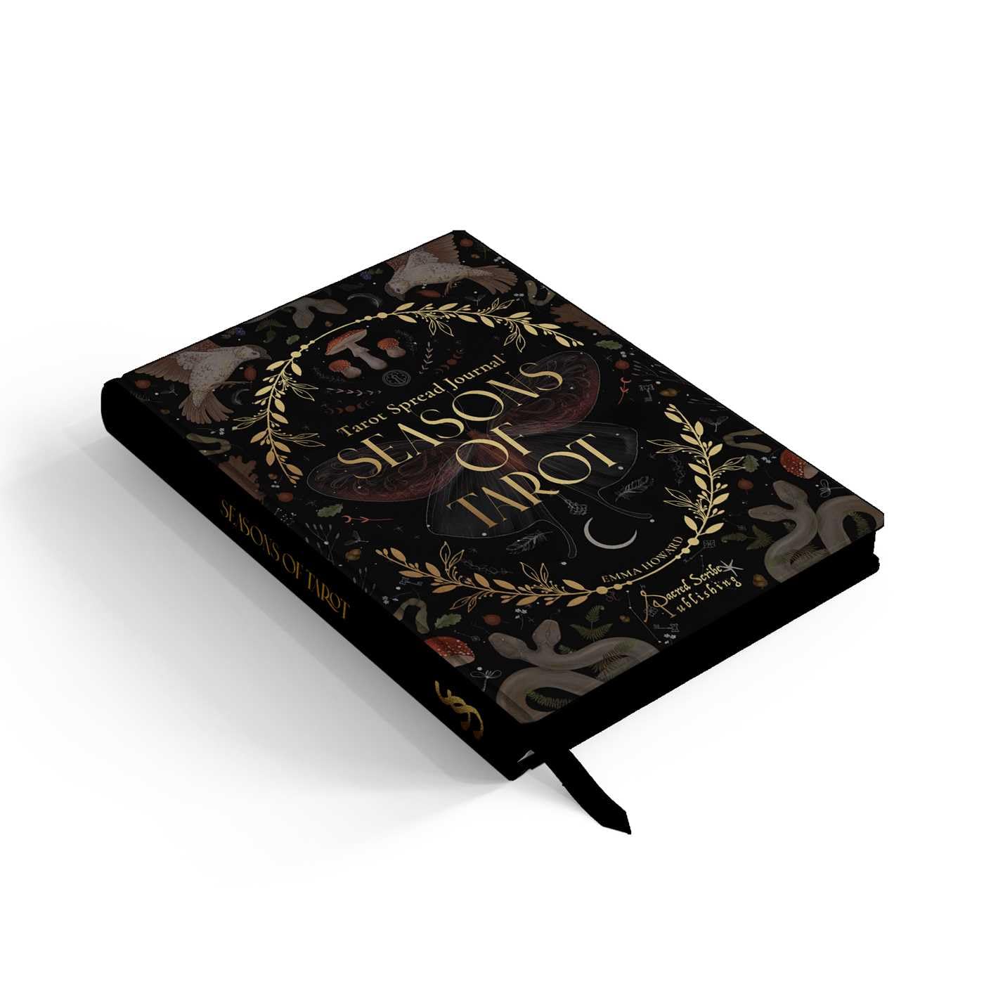 Decorative journal with 'Seasons of Throes' text on a black background