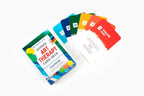 Colorful card deck with a guide on a white background