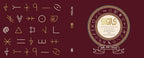 Book cover of 'Sigils' by Jane Matthews with sigil designs on a red background