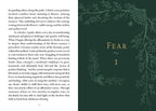 Book page with text and decorative floral design on a white background