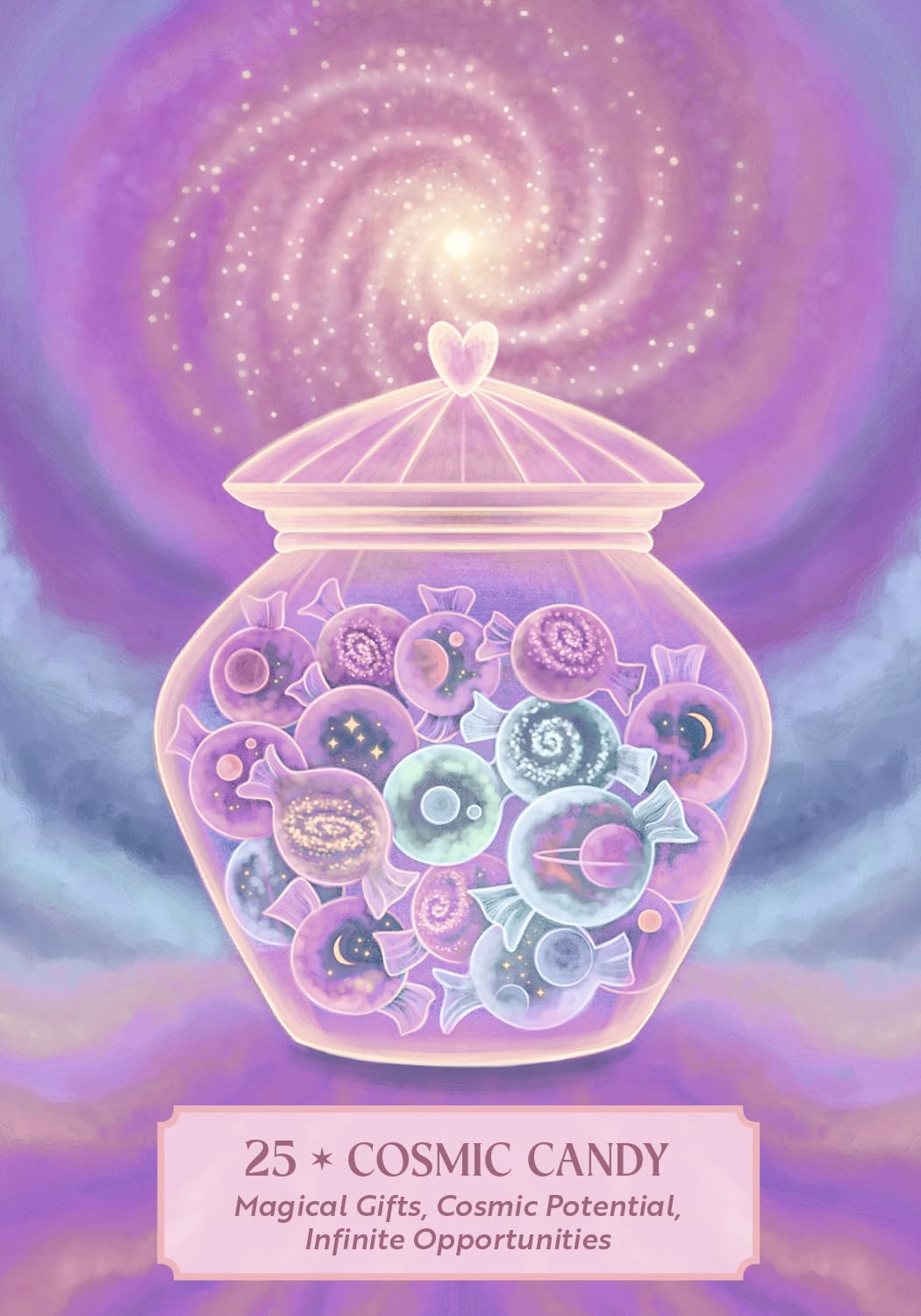 Decorative jar with cosmic design on a swirling galaxy background