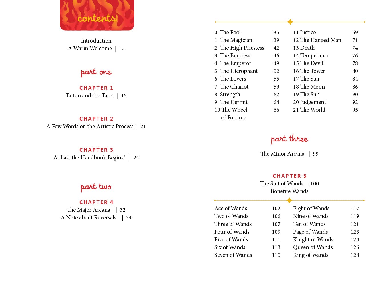 Table of contents for a book or manual with chapter headings and page numbers.
