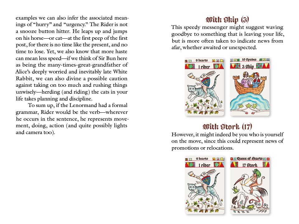 Page from a book with tarot card illustrations and text on a white background