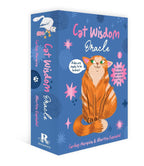 Cat Wisdom Oracle book cover with a cat illustration on a blue background