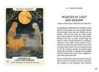Illustration of two women sitting under a moonlit sky with text about Kuuhtar and Paivätär, cosmic harmony, sisterhood, and destiny.