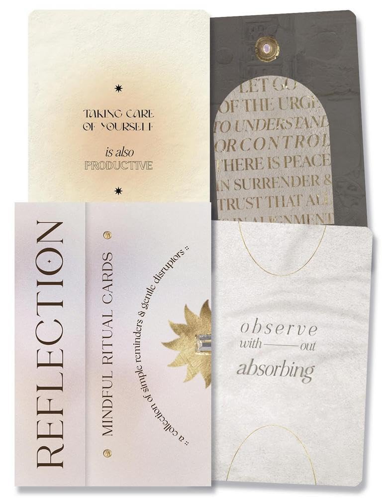 Set of Mindful Ritual Cards with text and design elements on a white background