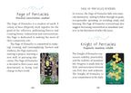 Page from a book about tarot cards with illustrations and text on Pentacles card meanings.