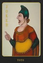 Card featuring a colorful joker character with 'JOKER' and 'TOTO' text on a beige background.