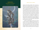 Illustration of a woman with deer antlers and warrior attire, accompanied by text about Abnoba, a goddess from Germanic mythology.