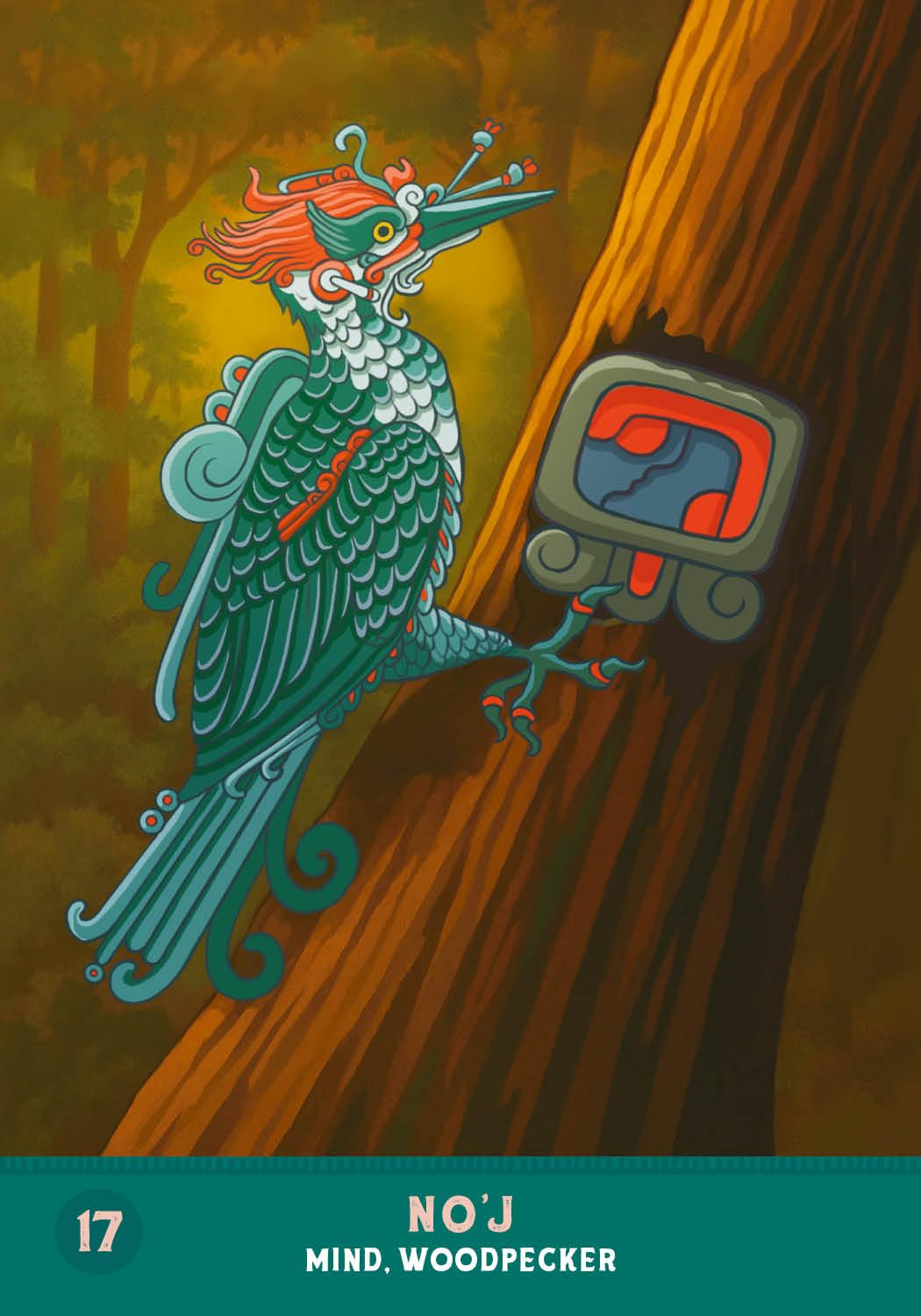 Illustration of a stylized woodpecker character on a tree trunk with a small TV screen.