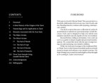 Table of contents and foreword of a tarot card deck on a white background