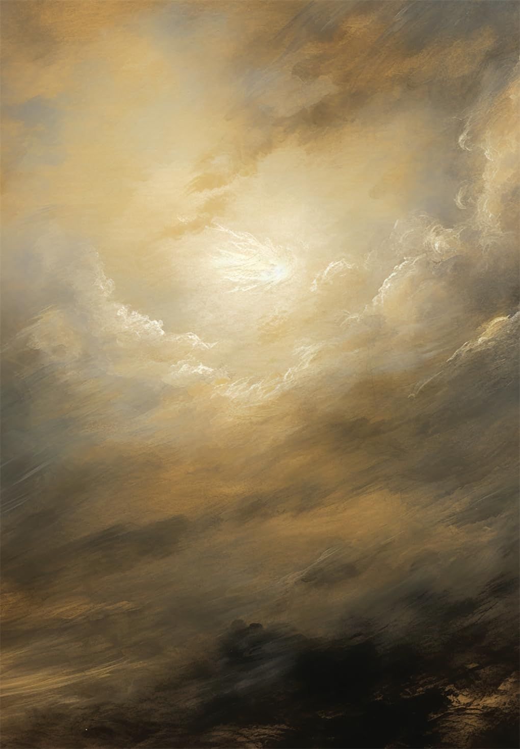 Abstract painting with swirling gold and brown colors