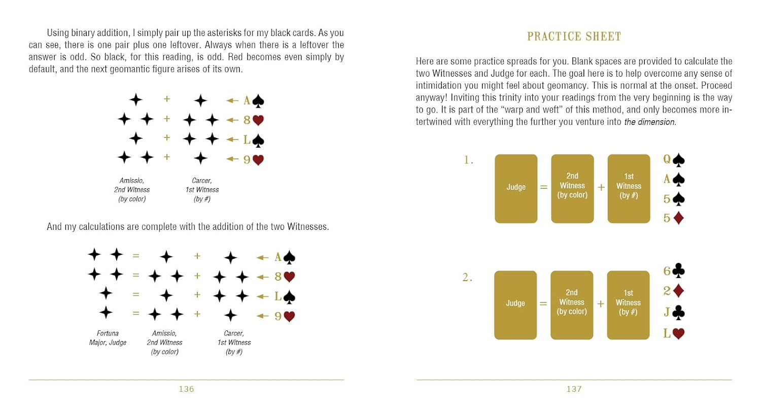 Practice sheet with card symbols and text on a white background