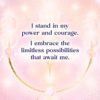 Motivational quote on a soft, blurred background with a necklace.