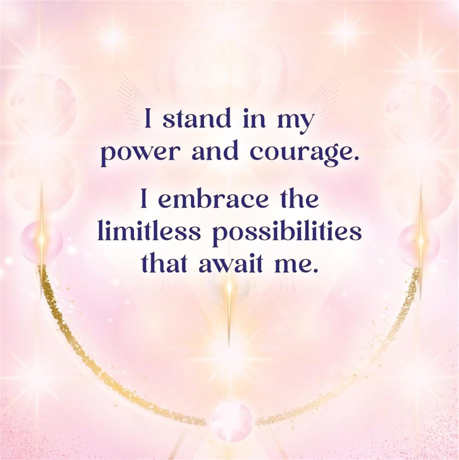 Motivational quote on a soft, blurred background with a necklace.