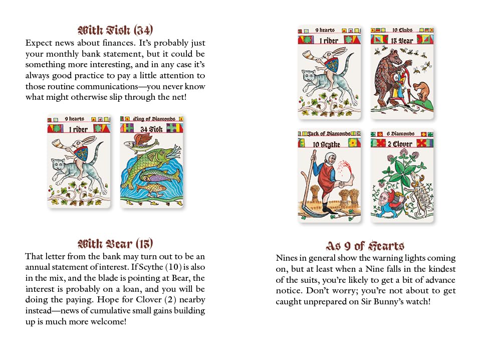 Tarot cards with symbolic illustrations and text??