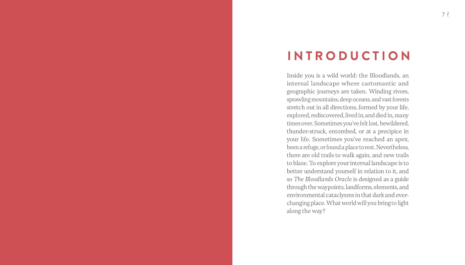 Book page with introduction text on a red and white background