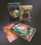Decorative book titled 'Hummingbird Wisdom' with colorful illustrations on a dark background