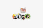 Set of colorful stickers with a small box labeled 'Pocket Archie Types' on a white background
