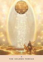 Ethereal design with a golden sphere and hand, titled 'The Golden Thread'.
