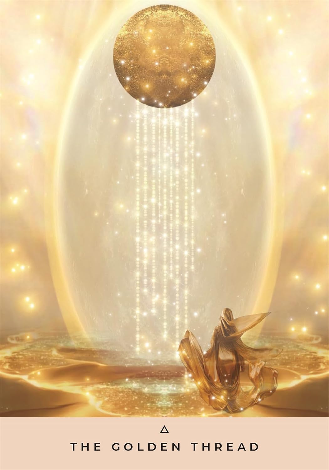 Ethereal design with a golden sphere and hand, titled 'The Golden Thread'.