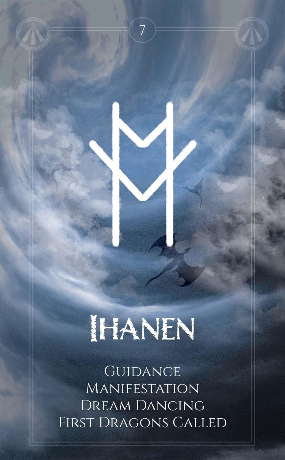 Book cover with a mystical symbol and text about guidance, manifestation, and dragons.