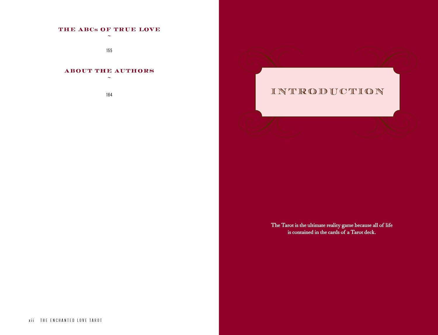 Book page with text on a red and white background
