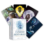 13 Sacred Nights Oracle cards with a book titled '13 Sacred Nights Oracle' by Lara J. Day on a white background.