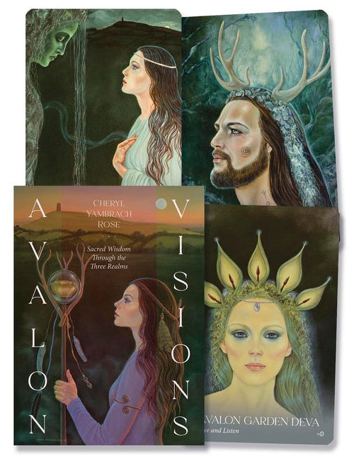 Collection of tarot cards with artistic illustrations of figures and nature elements.