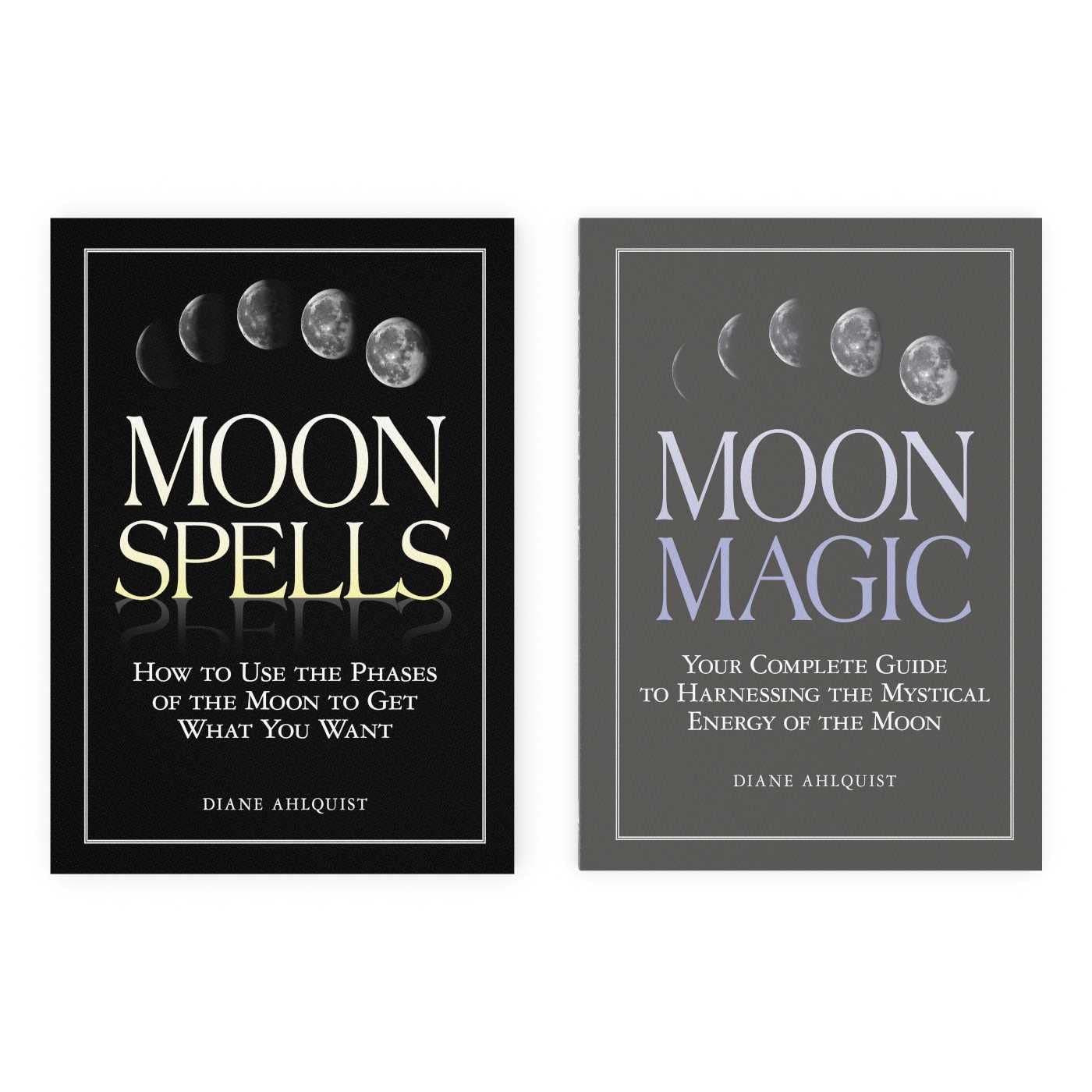 Two books titled 'Moon Spells' and 'Moon Magic' by Diane Ahlquist on a white background.