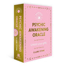 Pink and yellow 'Psychic Awakening Oracle' book by Claire Stone on a white background