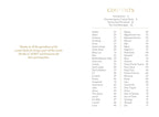 Table of contents for a book or product with names and page numbers listed.