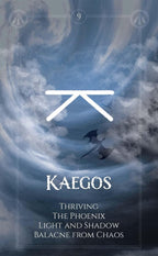 Book cover of 'Kaegos' with a dragon and swirling clouds