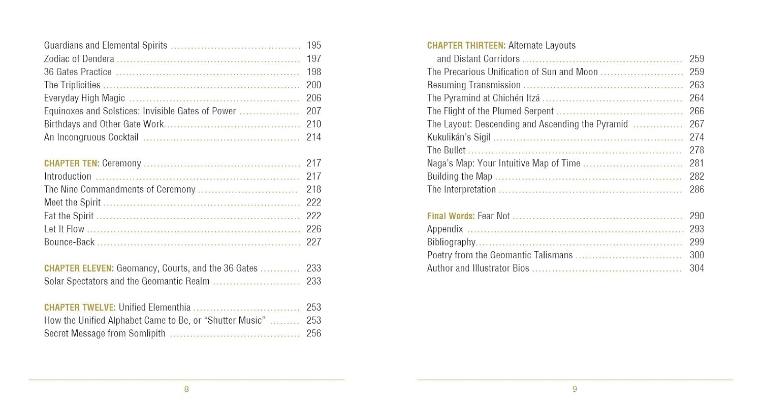 Table of contents for a book on Gurdjieff and Elemental Spirits with chapter titles.