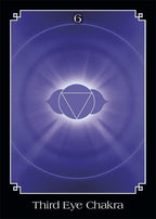 Third Eye Chakra symbol on a purple background with geometric design
