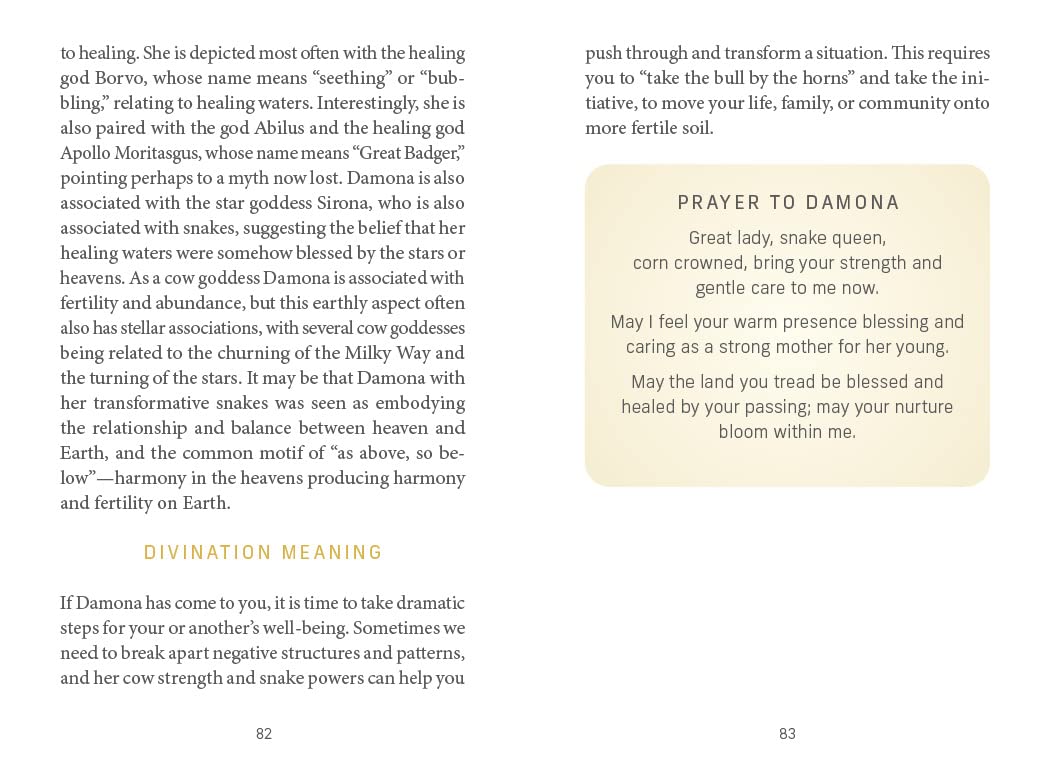 Text pages with divination meanings and prayers on a white background